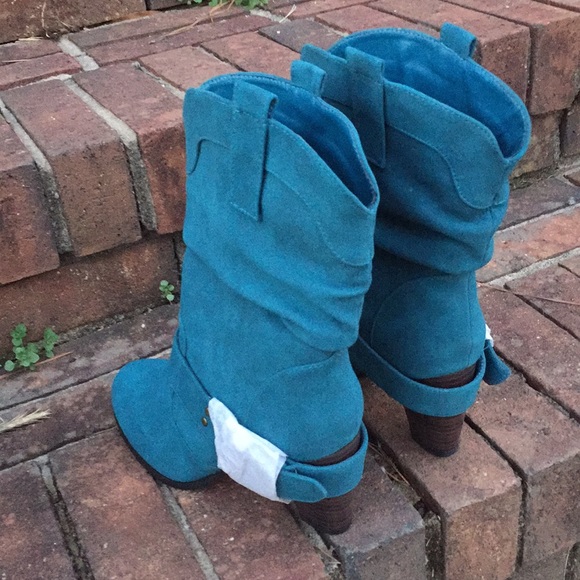 FASHIONABLE MID HIGH BUCKLE COWBOY CHUNKY HEELS - Picture 2 of 8